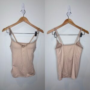 Gilligan & O’Malley Nude Camisole Soft Stretch Built-in-Bra Tank (S)